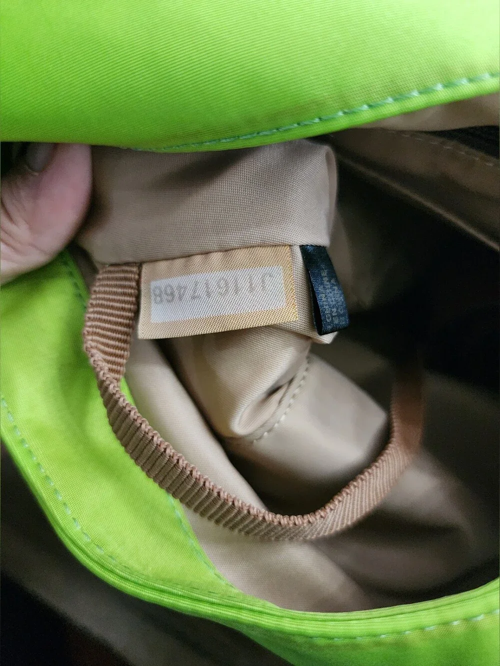 Dooney & Bourke Lime Green Nylon Tote W Leather Zipper Pulls